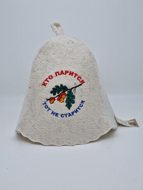 Шапка для бани "Кто парится тот не старится" Шапка для бани "Кто парится тот не старится"