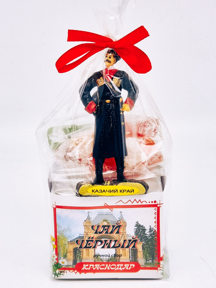 Чай черный ручной сбор 35гр +лукум 50гр Краснодар с магнитом Казак