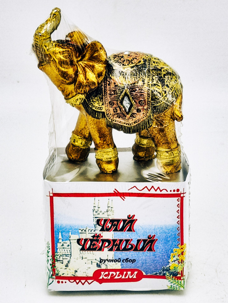 Чай черный ручной сбор 35гр с сувениром слон Крым