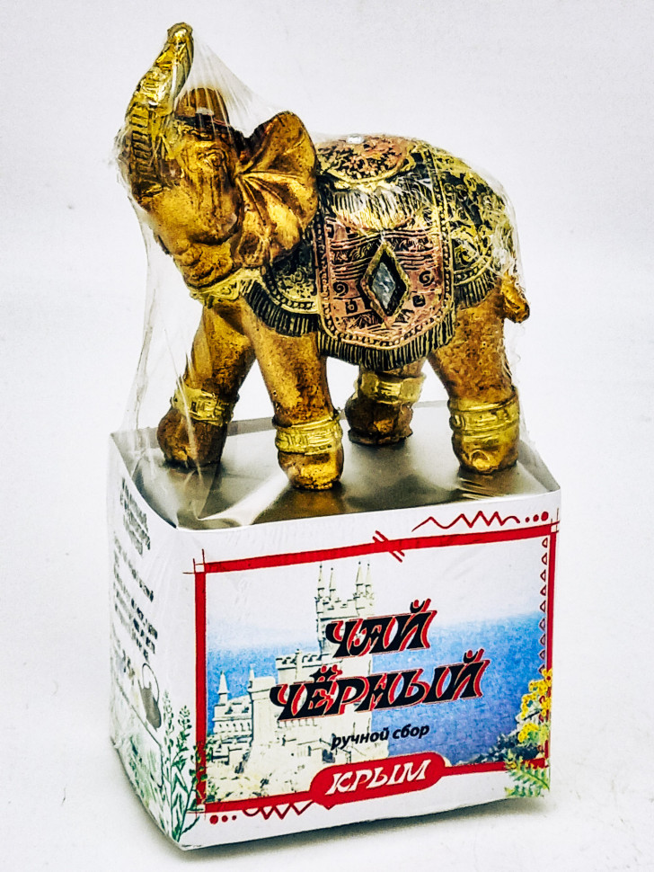 Чай черный ручной сбор 35гр с сувениром слон Крым