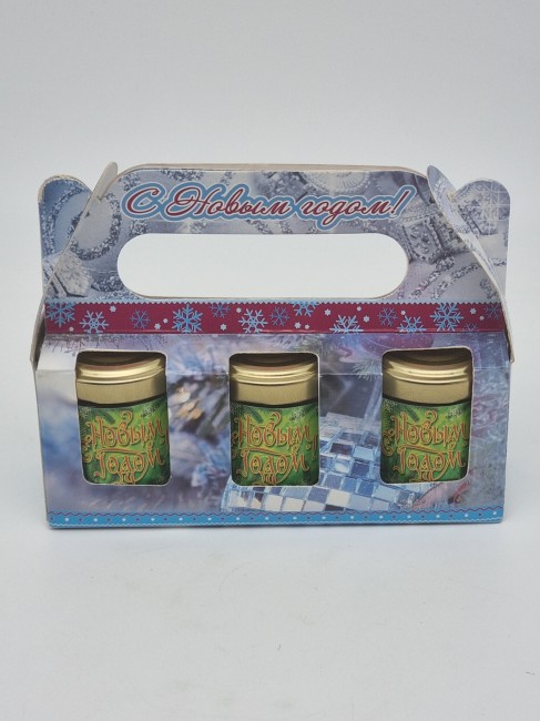 Набор Праздничный подарочный набор 3 меда с новым годом Набор Праздничный подарочный набор 3 меда с новым годом