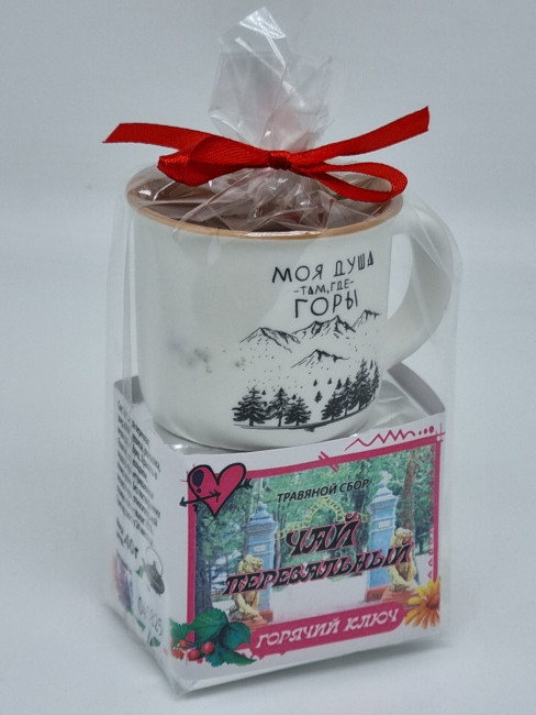 Краснополянский чай "Перевальный" 40гр + кружка мини Горячий Ключ