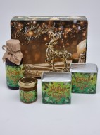 Набор 558 Праздничный чай черный, зеленый, мед горный бальзам для иммунитета с новым годом Набор 558 Праздничный чай черный, зеленый, мед горный бальзам для иммунитета с новым годом