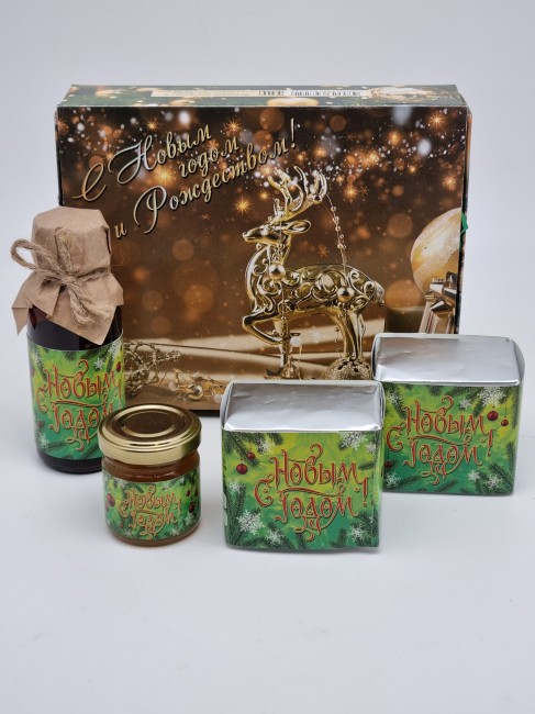 Набор 558 Праздничный чай черный, зеленый, мед горный бальзам для иммунитета с новым годом Набор 558 Праздничный чай черный, зеленый, мед горный бальзам для иммунитета с новым годом