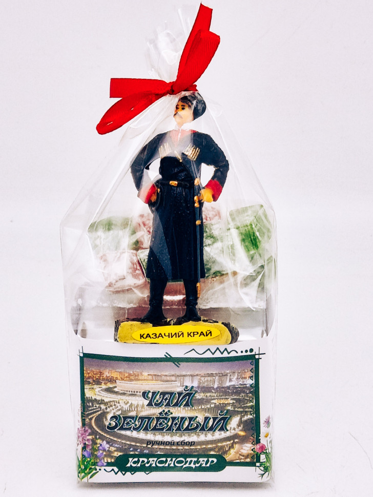 Чай зеленый ручной сбор 40гр +лукум 50гр Краснодар с магнитом Казак