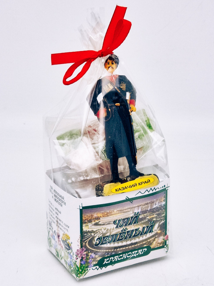 Чай зеленый ручной сбор 40гр +лукум 50гр Краснодар с магнитом Казак