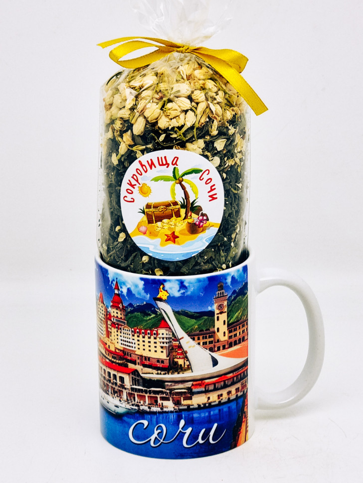 Зеленый чай с жасмином 105гр в кружке 300мл фонтан