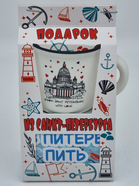 Чай зеленый ручной сбор 40гр с кружкой Санкт-Петербург