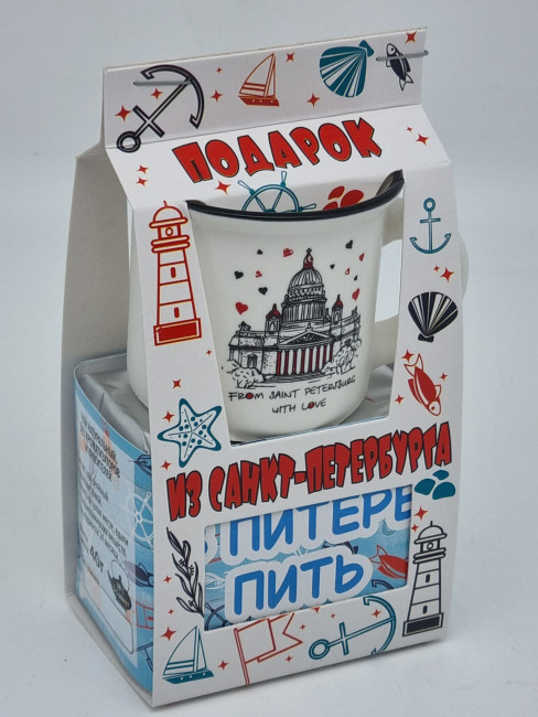 Чай зеленый ручной сбор 40гр с кружкой Санкт-Петербург