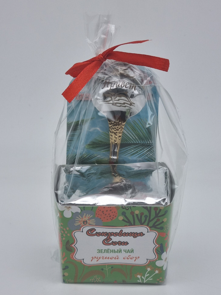 Чай зеленый ручной сбор 40гр +ложка чайная