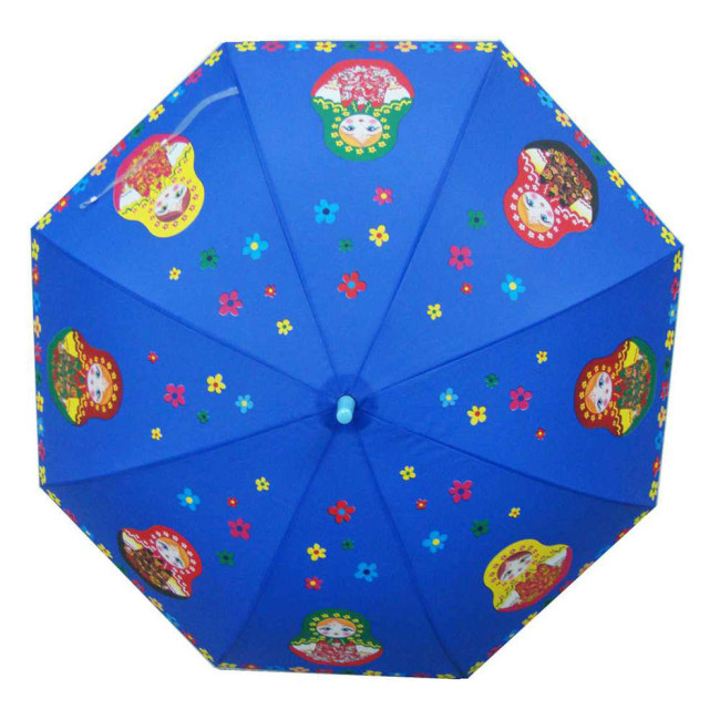 Зонт детский трость Матрешки синий Зонт детский трость Матрешки синий