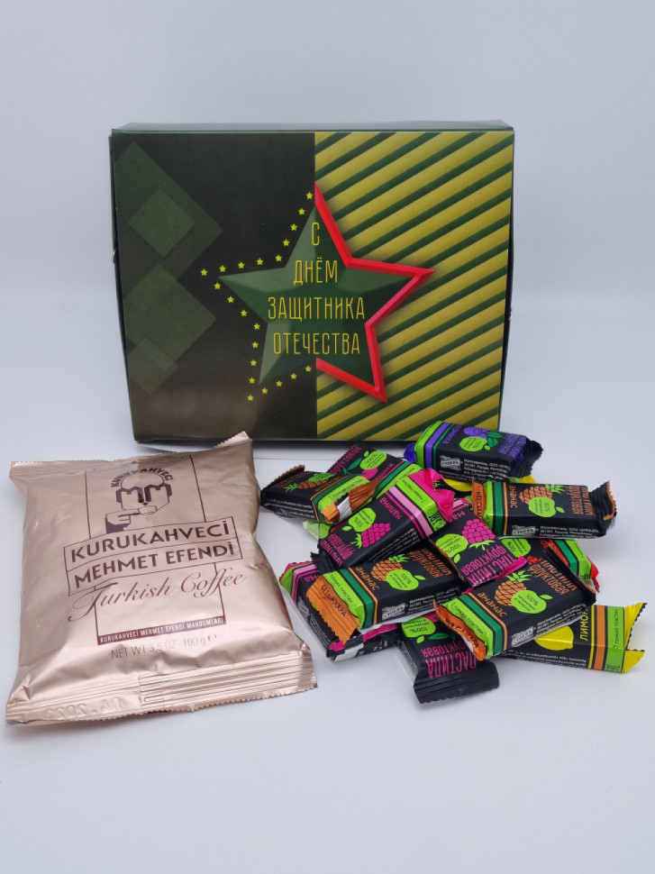 Подарочный набор с 23 февраля кофе 100гр и пастила 300гр