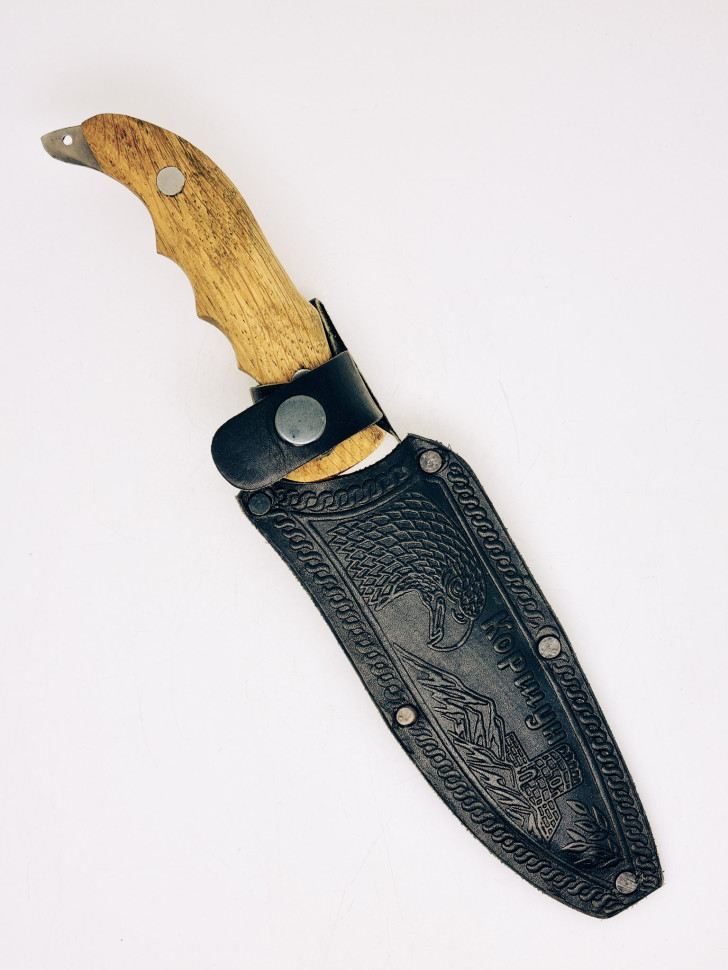 Нож с деревянной ручкой для туризма сталь Коршун