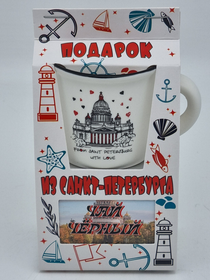 Чай черный ручной сбор 35гр с кружкой Санкт-Петербург