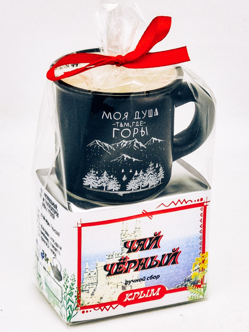 Чай черный ручной сбор 35гр с кружкой мини Крым Чай черный ручной сбор 35гр с кружкой мини Крым