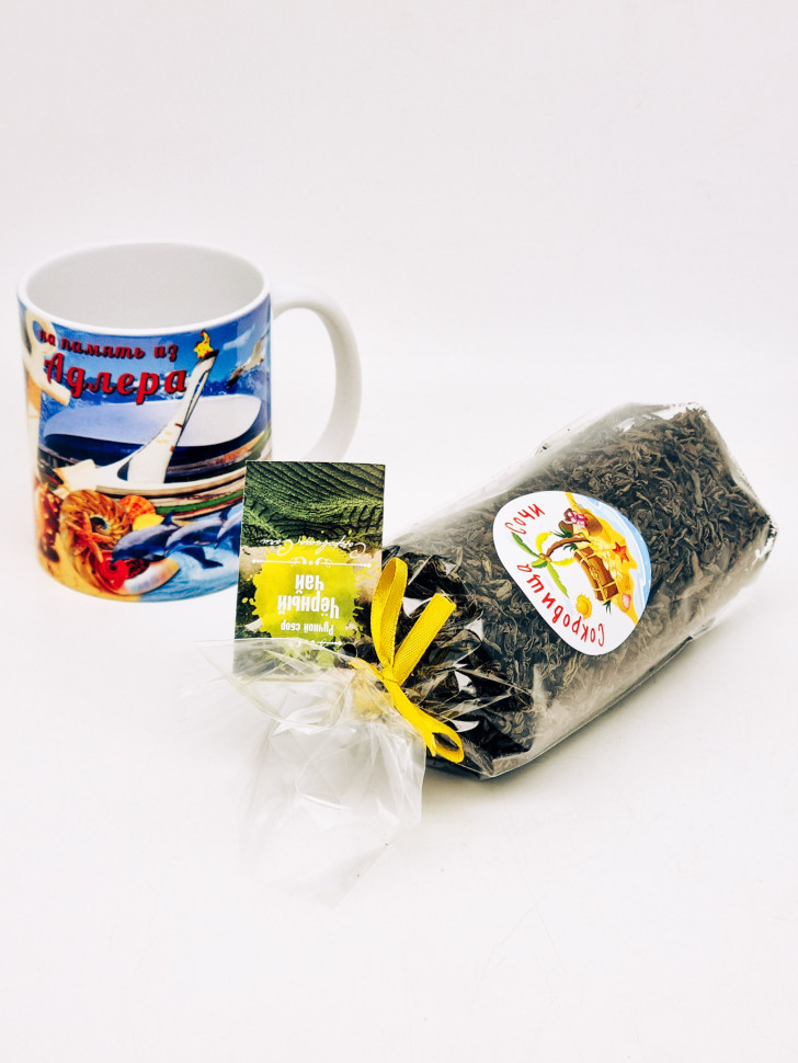 Черный чай ручной сбор 100гр в кружке 200мл Адлер