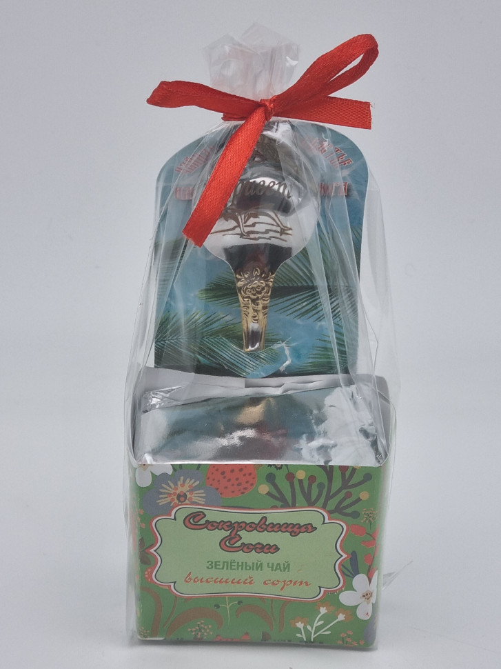 Чай зеленый высший сорт 40гр +ложка чайная
