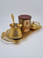 Набор ВИП поднос, турка, лукумница из замака и кофе 250гр Набор ВИП поднос, турка, лукумница из замака и кофе 250гр