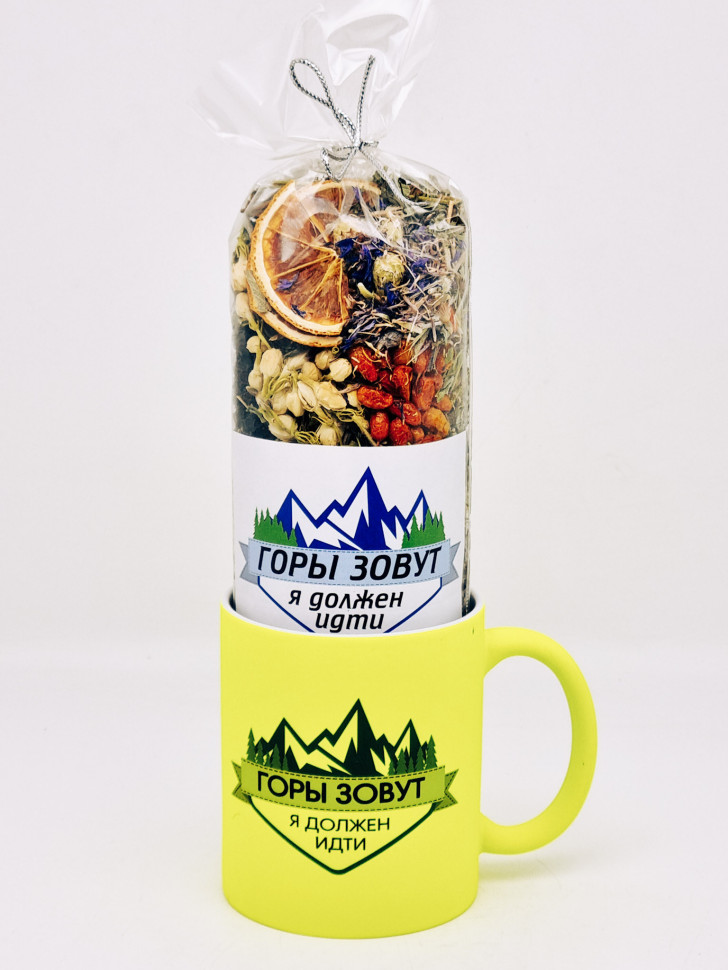 Чай Краснополянский "Букет здоровья" в кружке неон "Горы зовут" лимонная 300мл