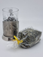 Подстаканник "Три богатыря" стакан хрусталь с зеленым чаем Подстаканник "Три богатыря" стакан хрусталь с зеленым чаем