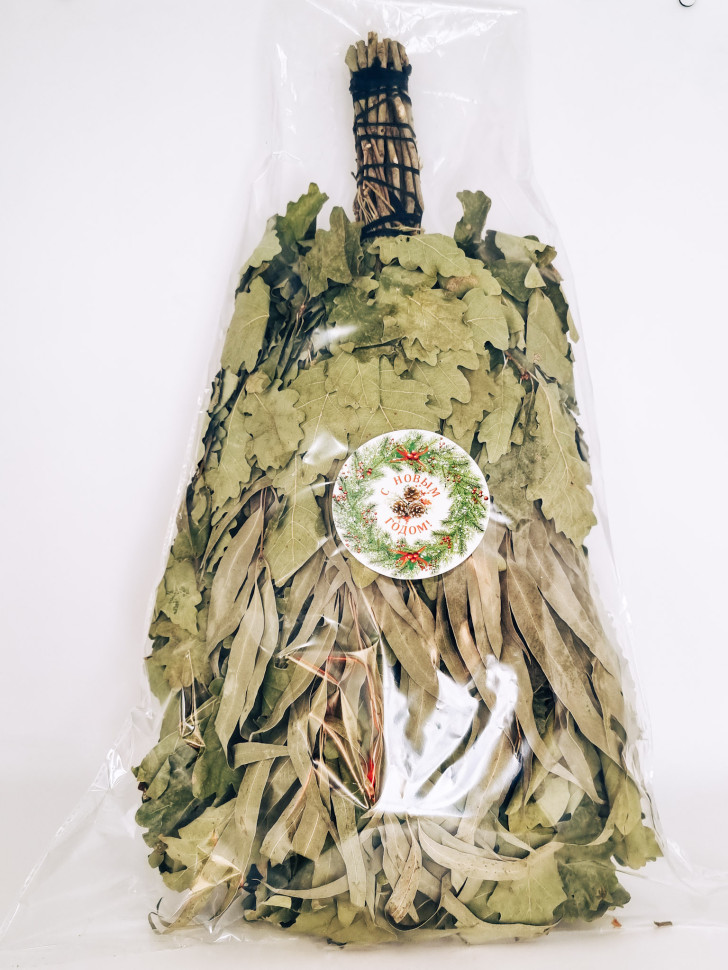 Веник, смешаный - дуб "Экстра" с эвкалиптом с Новым годом