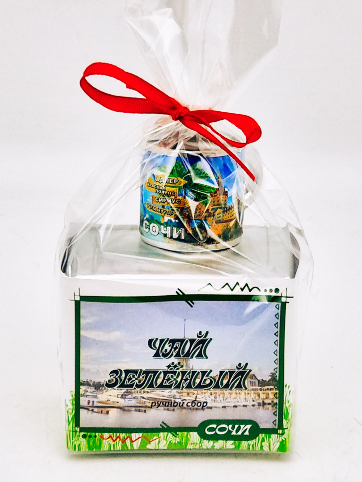 Чай зеленый ручной сбор 40гр + кружка мини магнит Сочи