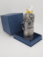 Подстаканник "Три богатыря" стакан хрусталь с зеленым чаем в футляре Подстаканник "Три богатыря" стакан хрусталь с зеленым чаем в футляре