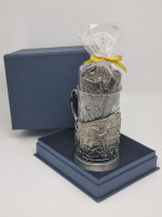 Подстаканник "Глава семьи" стакан хрусталь с черным чаем в футляре