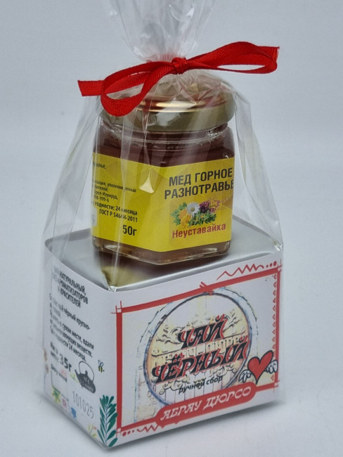 Чай черный ручной сбор 35гр + мед 50гр Абрау-Дюрсо