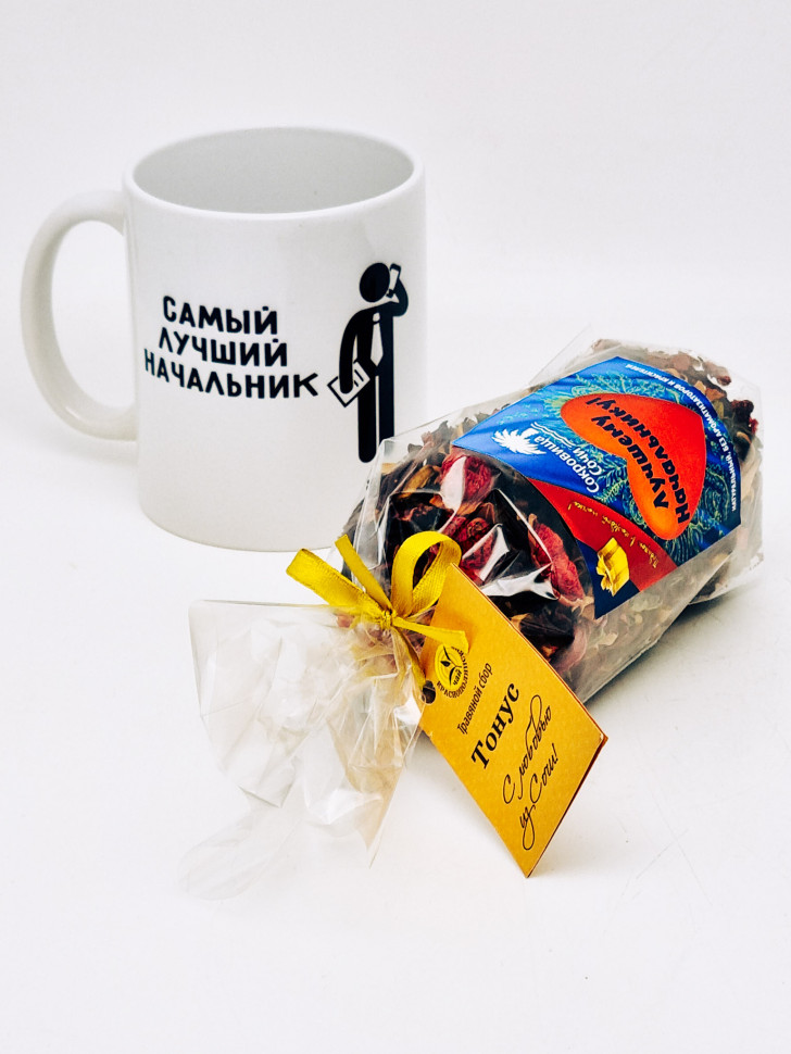 Подарочный набор начальнику краснополянский чай Тонус ручной сбор 100гр в кружке 300мл