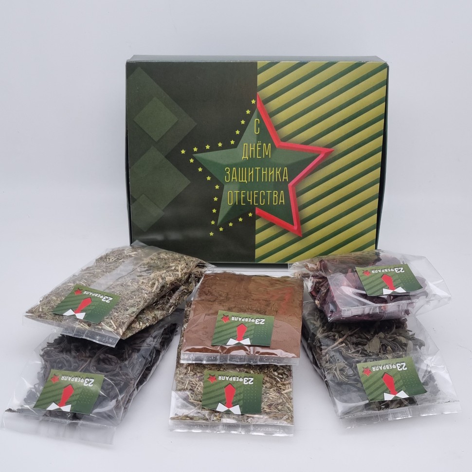 Подарочный набор с 23 февраля Краснополянского и Сочинского чая 165гр