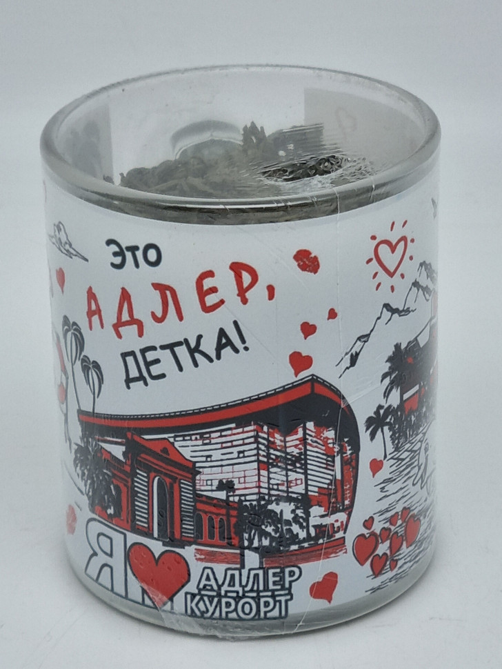 Зеленый чай 70гр в кружке из стекла "Это Адлер, детка"