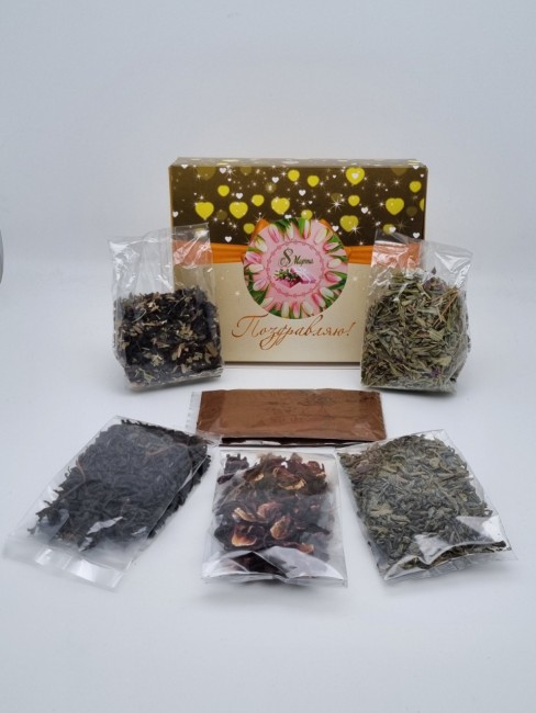 Набор Праздничный ассорти 5 видов чая и кофе с 8 марта Набор Праздничный ассорти 5 видов чая и кофе с 8 марта