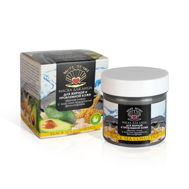 Маска для лица "Черная глина с маслом водоросли филофоры" МореЛечит 100мл