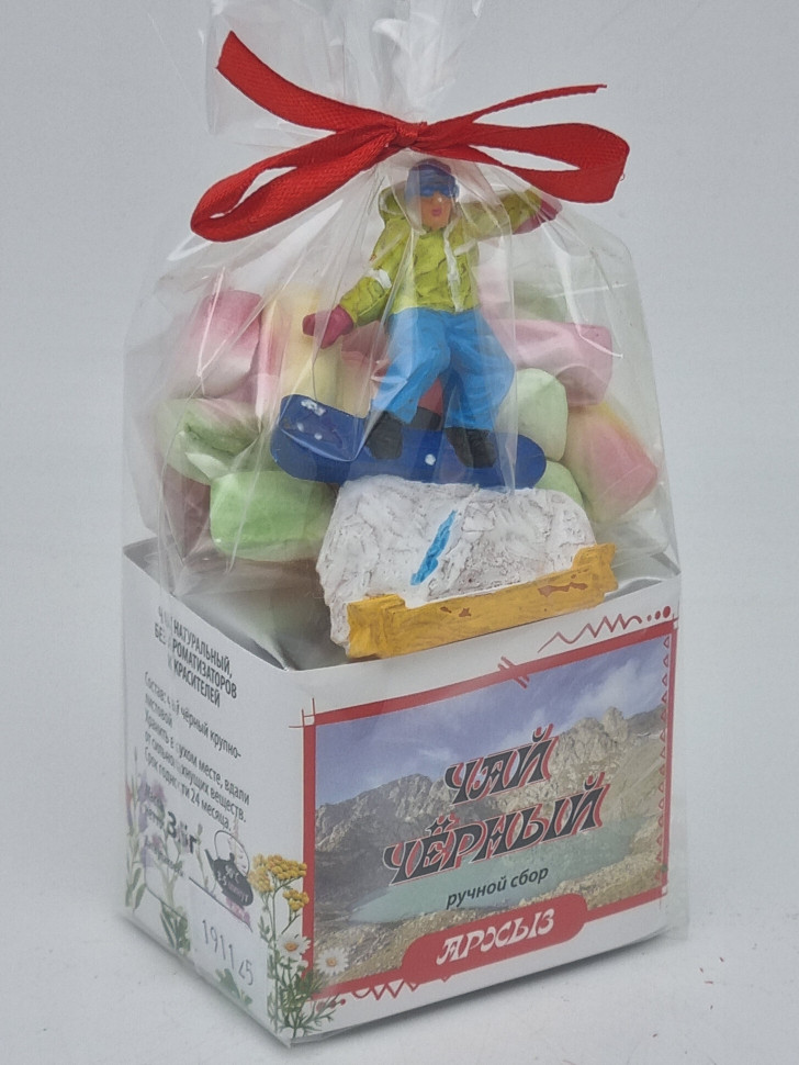 Чай черный ручной сбор 35гр + парварда 50гр Архыз с магнитом сноубордист 1