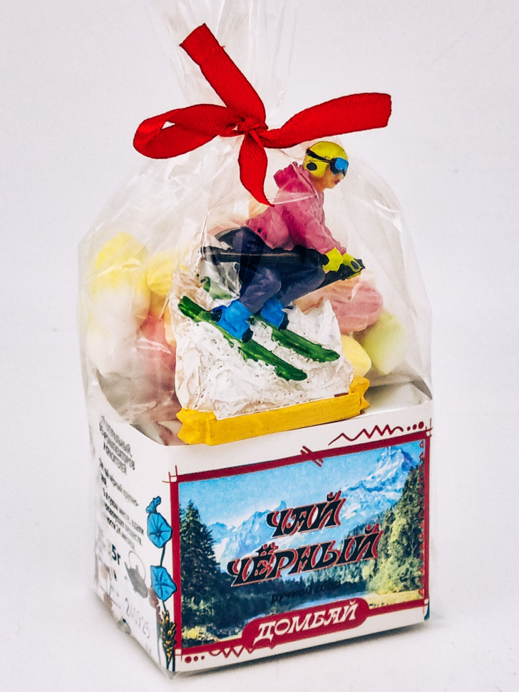 Чай черный ручной сбор 35гр + парварда 50гр Домбай с магнитом лыжник 1