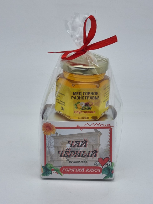 Чай черный ручной сбор 35гр +мед 50гр Горячий Ключ