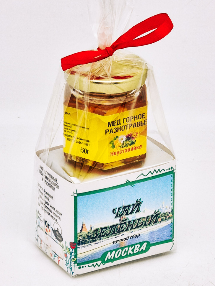 Чай зеленый ручной сбор 40гр +мед 50гр Москва