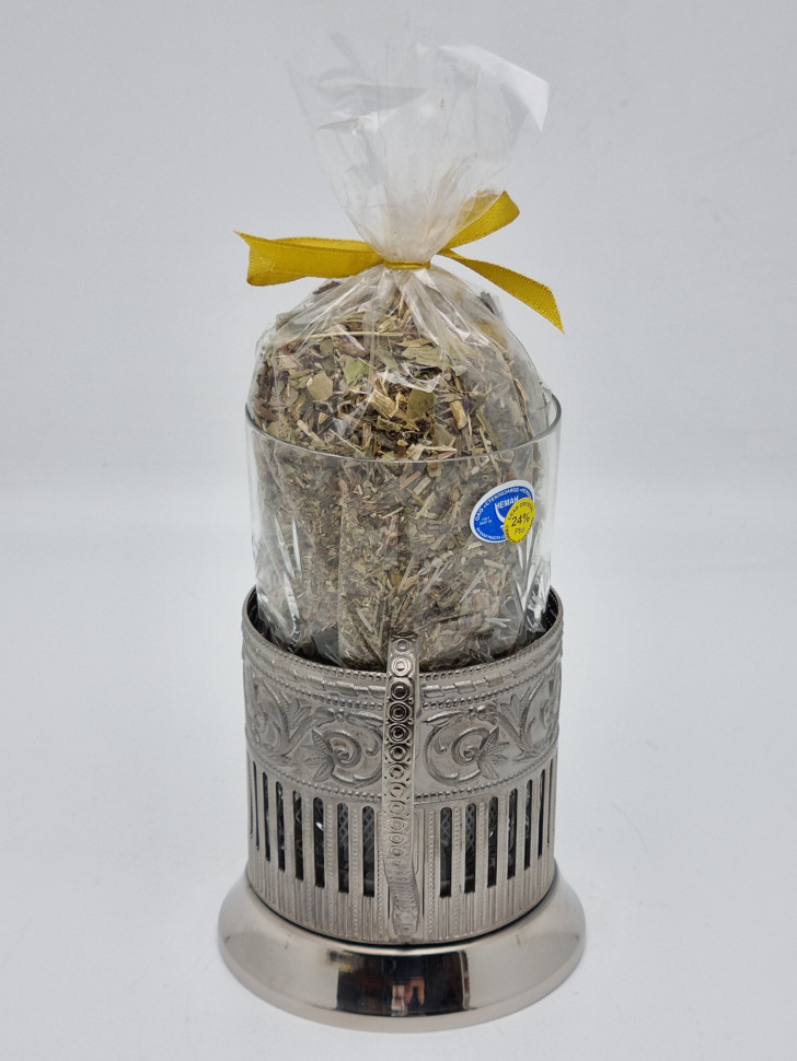 Подстаканник "Герб РФ" стакан хрусталь с Краснополянским чаем