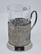 Подстаканник "Герб РФ" с хрустальным стаканом Подстаканник "Герб РФ" с хрустальным стаканом