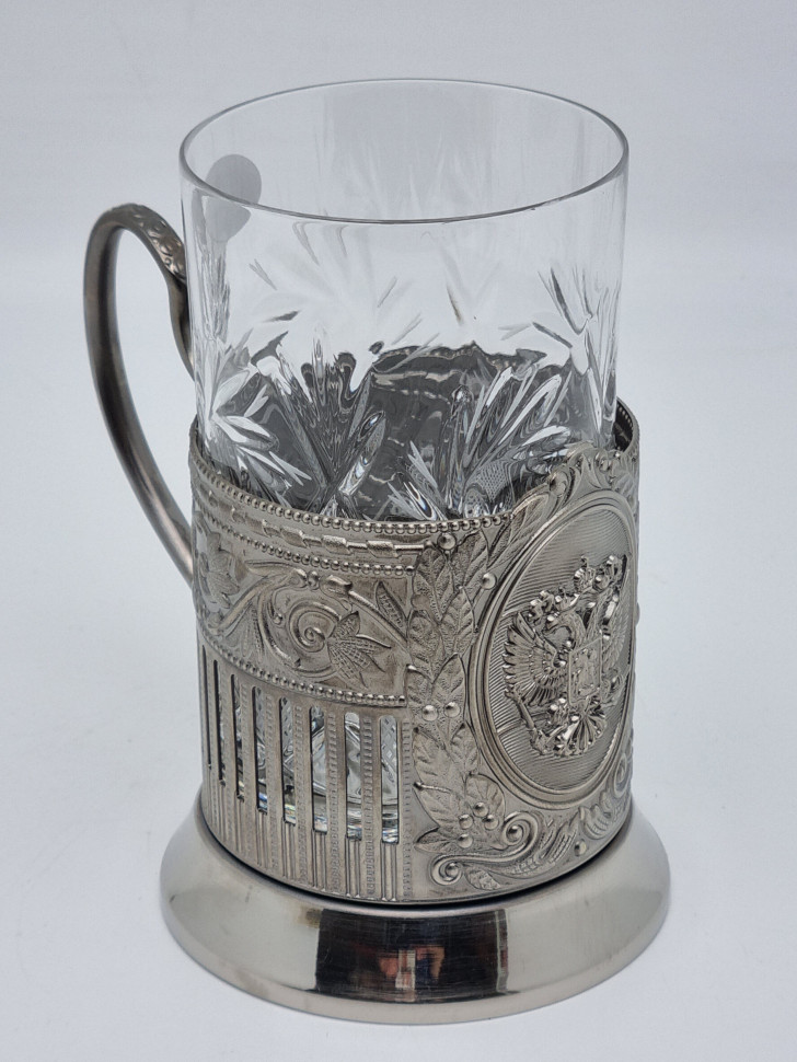 Подстаканник "Герб РФ" с хрустальным стаканом