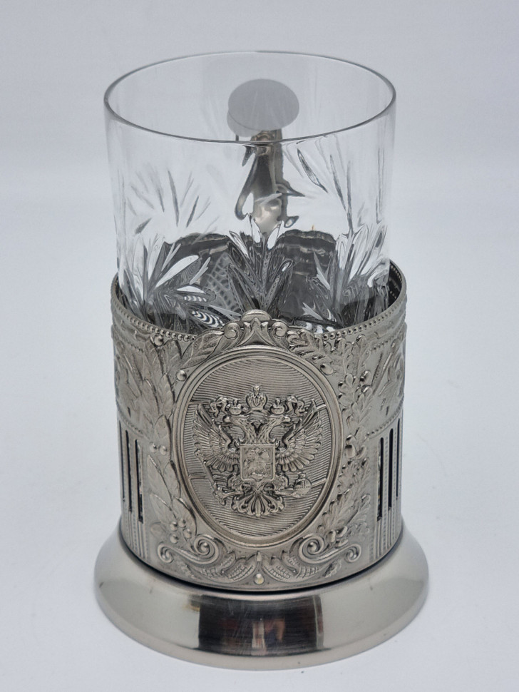Подстаканник "Герб РФ" с хрустальным стаканом