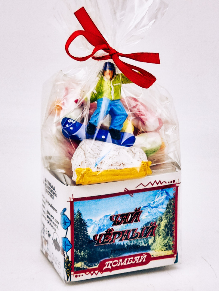 Чай черный ручной сбор 35гр + парварда 50гр Домбай с магнитом сноубордист 1