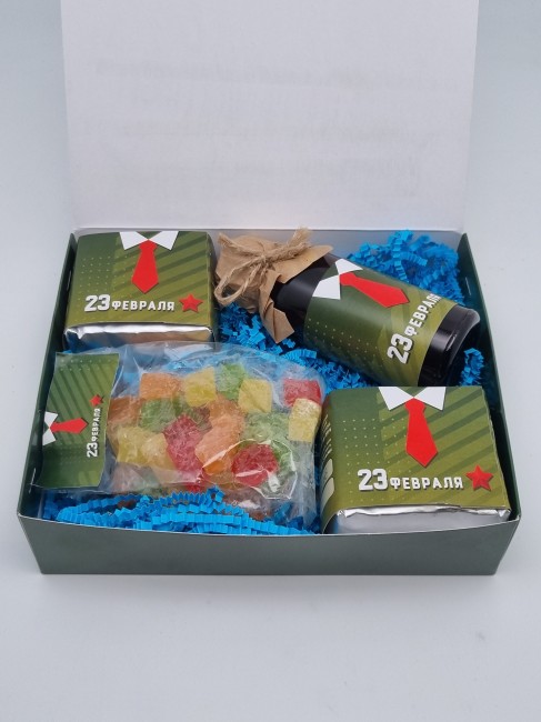 Набор 557 Праздничный чай черный, зеленый, рахат-лукум, бальзам для иммунитета с 23 февраля