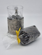 Подстаканник "Герб РФ" стакан хрусталь с черным чаем