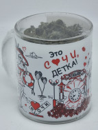 Кружка с зеленым чаем 70гр из стекла "Это Сочи, детка"