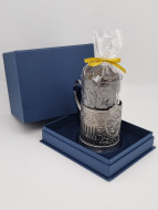 Подстаканник "Герб РФ" стакан хрусталь с черным чаем в футляре