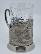 Подстаканник "Петр и Феврония" с хрустальным стаканом Подстаканник "Петр и Феврония" с хрустальным стаканом