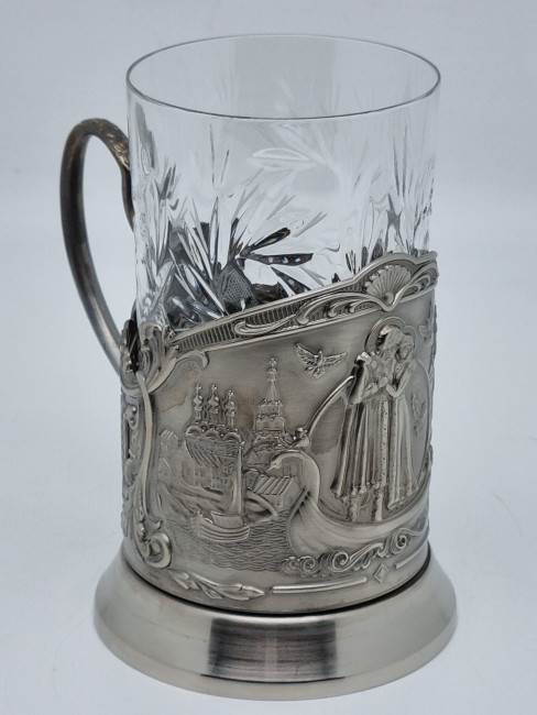 Подстаканник "Петр и Феврония" с хрустальным стаканом