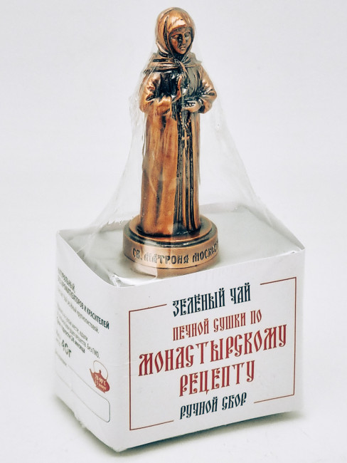 Чай печной сушки по монастырскому рецепту зеленый ручной сбор 40гр с фигуркой Матрона Московская Чай печной сушки по монастырскому рецепту зеленый ручной сбор 40гр с фигуркой Матрона Московская